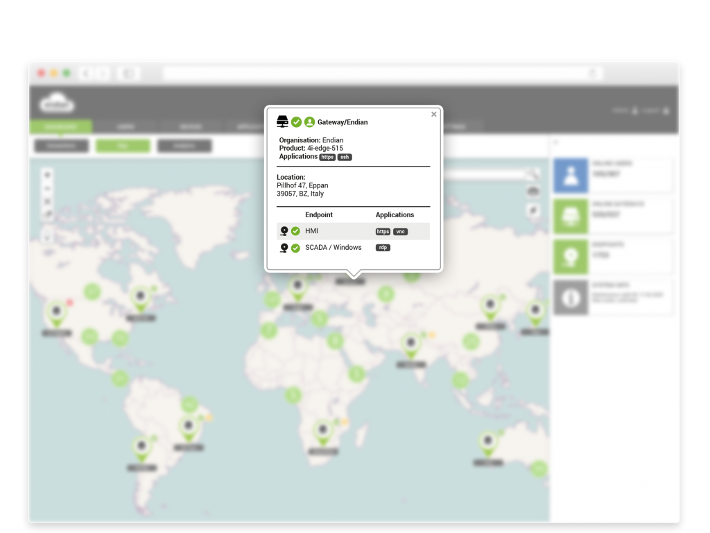 Detail view gives you site information and quick links for remote access