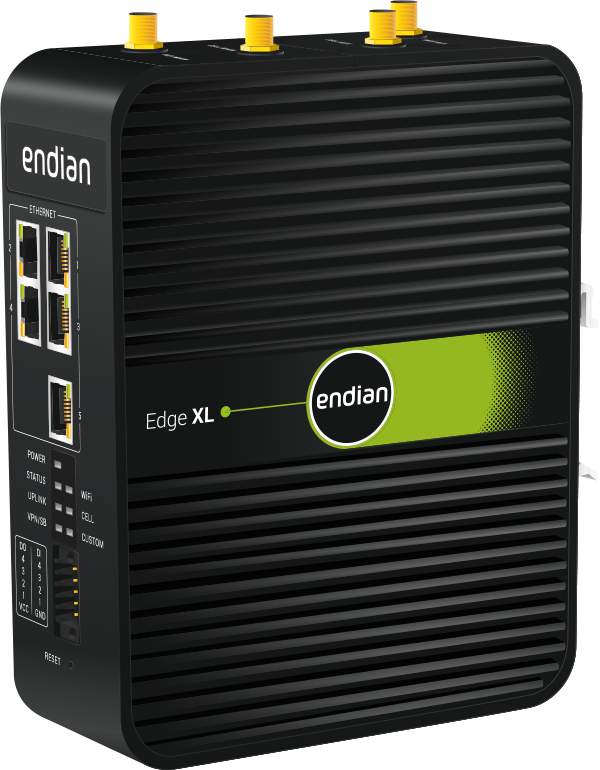 Das Endian 4i Edge XL bietet maximale Konnektivität, Mikrosegmentierung und Cybersicherheit für die Industrie. Leistungsstarkes Edge Computing (mit Docker) unterstützt die Bereitstellung individueller
